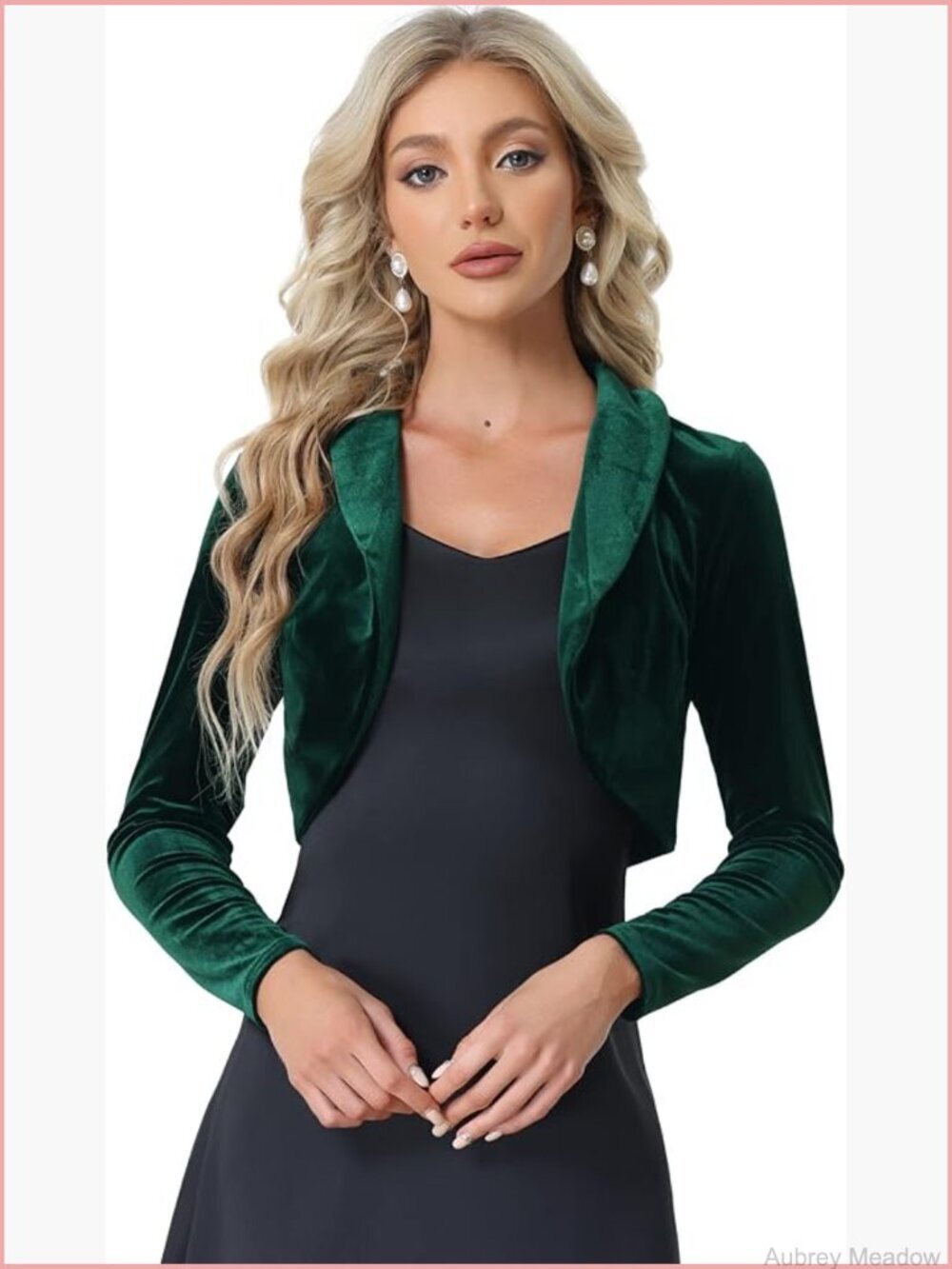 Long Sleeve Velvet Open Front Cropped Bolero Cardigan Shrug